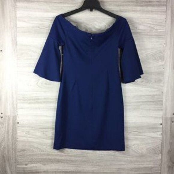 Trina Turk Blue Off The Shoulder Halter Mini Dress size 4 - Picture 3 of 7